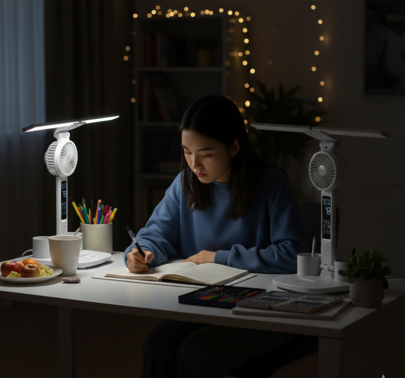 Lámpara De Escritorio Con Ventilador Led