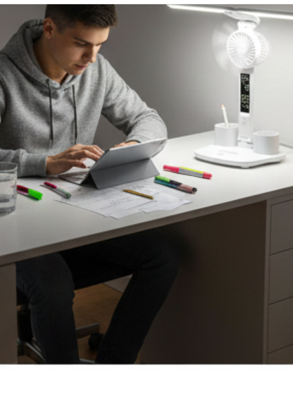 Lámpara De Escritorio Con Ventilador Led